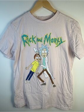 Rick and Morty Men’s Pink “Eyes Open” T-Shirt, Size M, Classic, Pop Culture